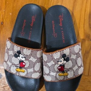 Coach Disney Mickey Mouse Slides - Black and Brown
